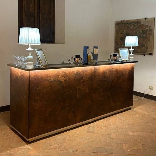 warm dark elegant bar setup for party destination wedding italy
